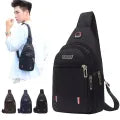 Men's Nylon Summer Casual Side Bag for Men - Crossbody Sling Messenger with 3 Zippers